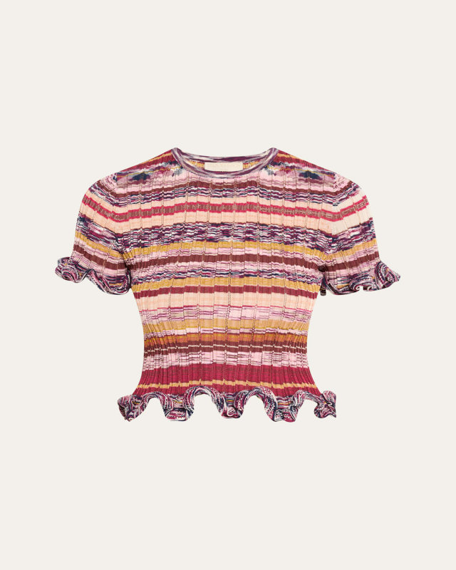 Miya Short-Sleeve Knit Ruffle Top